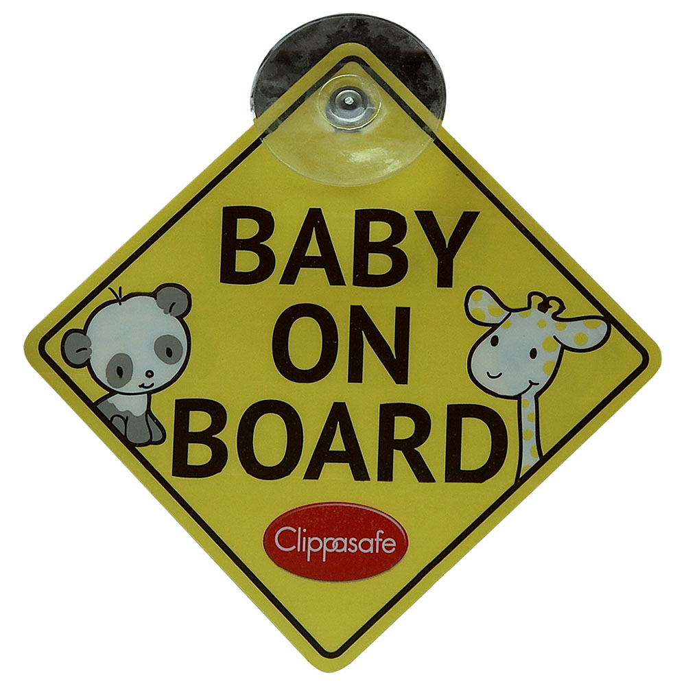 BABY ON BOARD CLIPPASAFE CAR SIGN DOUBLE SIDED CHILD ON BOARD 