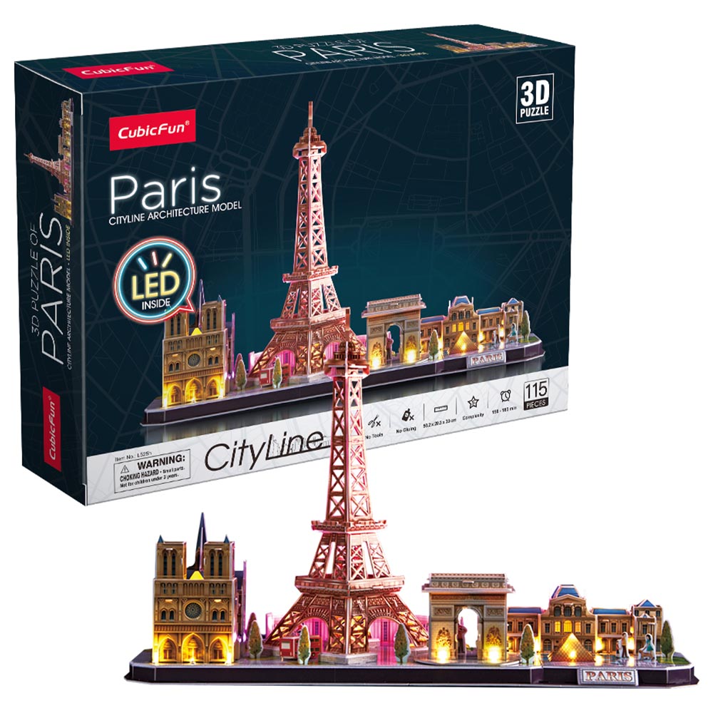 3D Puzzle Stadtansicht City Line Paris Frankreich LED Beleuchtung Cubic Fun 