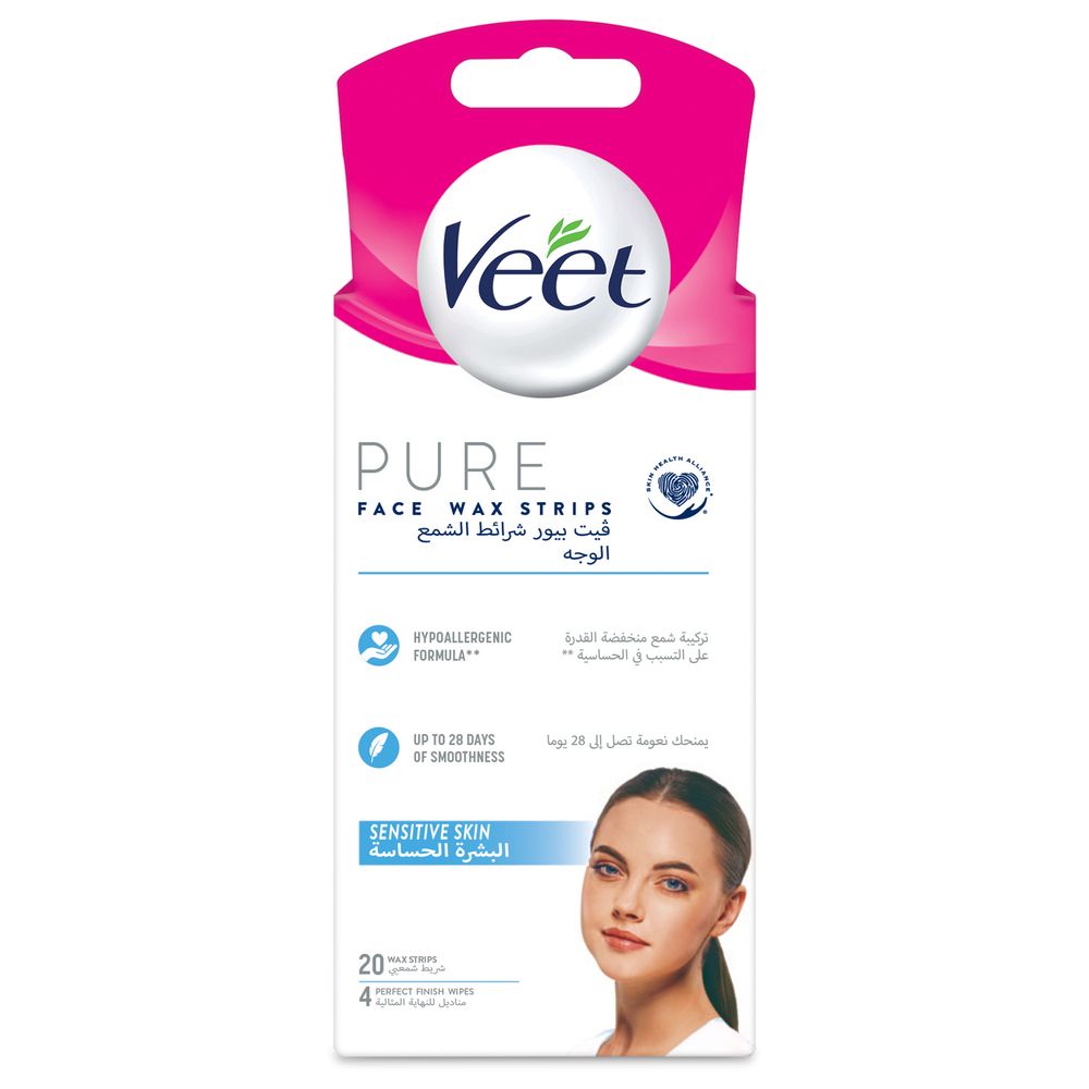 Veet - Pure Face Wax Strips For Sensitive Skin - Pack of 20 | Buy at Best  Price from Mumzworld