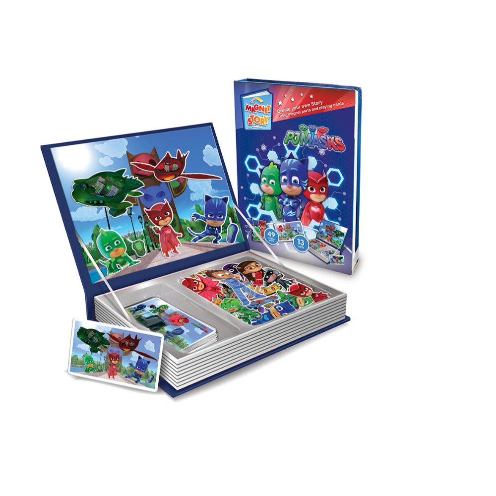 for Boys & Girls Boost Imagination & Creative Thinking Fun & Educational Learning Toys for Kids Magnetic Toy Set for Children with 49 Magnets and 13 Cards PJ Masks Magnet Story 