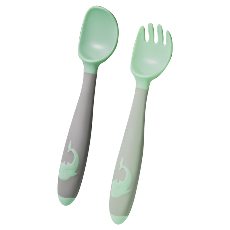 Baby Spoon Fork Set Solid Feeding Safe Pacifier Bending Learning Flatware 2Pcs 