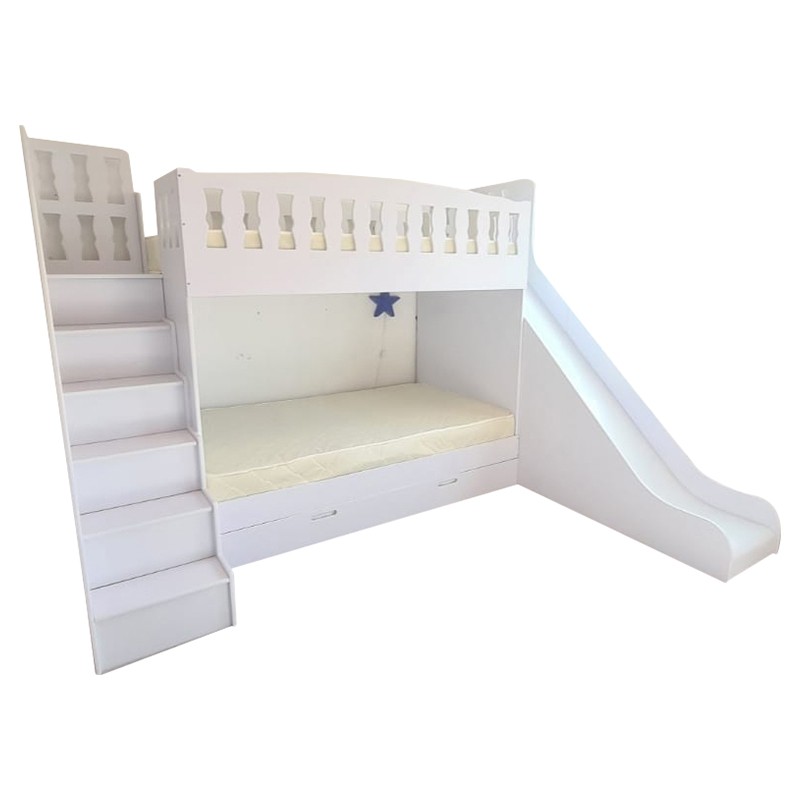 Moon Kids Bunk Bed With Steps Slide, Kid Bunk Bed With Trundle