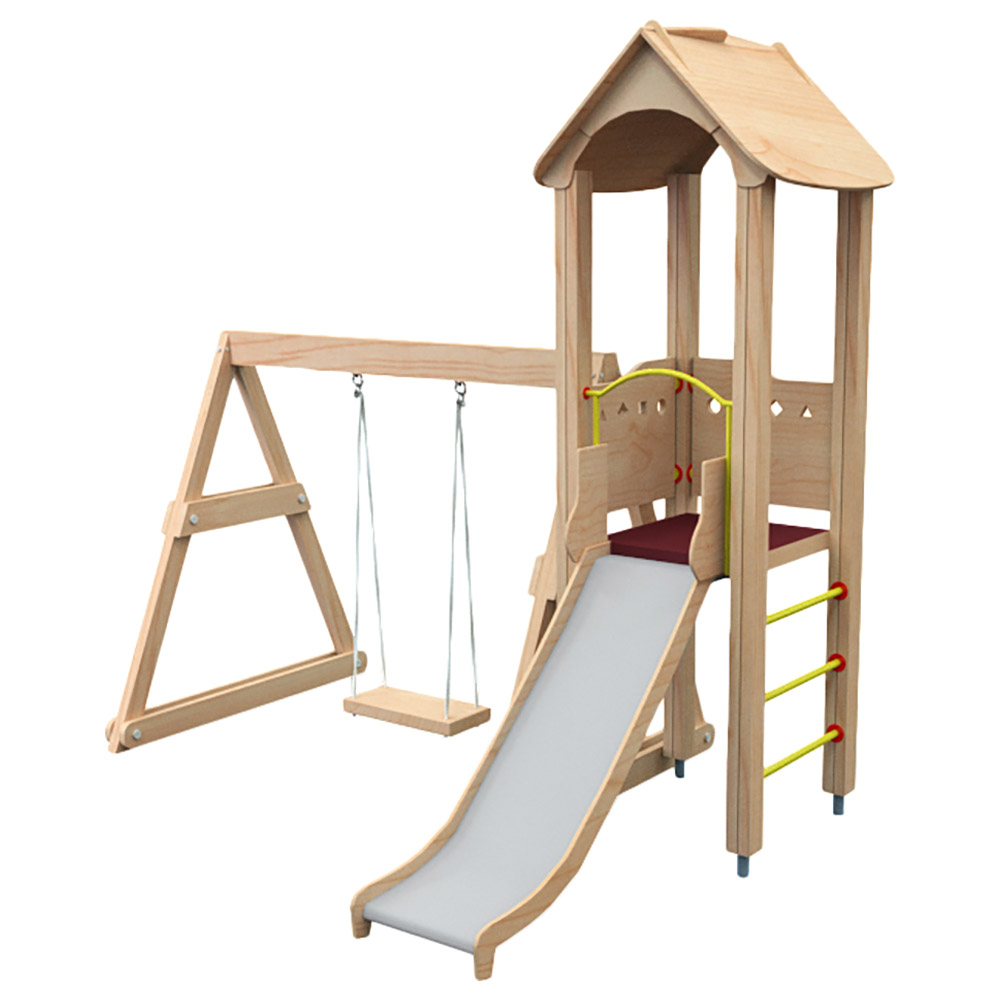 Moon Kids Wooden Playhouse W Ladder, Wooden Playhouse With Slide And Swing