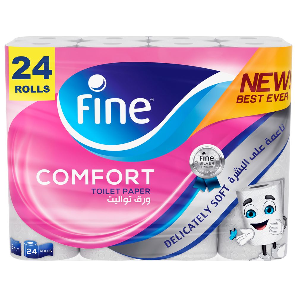 Fine Comfort Toilet Paper 200 Sheets 2 Plies Pack of 24 Roll 