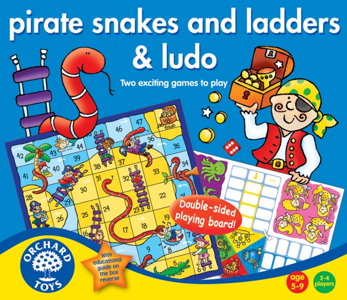 PIRATE SNAKES & LADDERS LUDO ORCHARD TOYS childs board game learning resource 