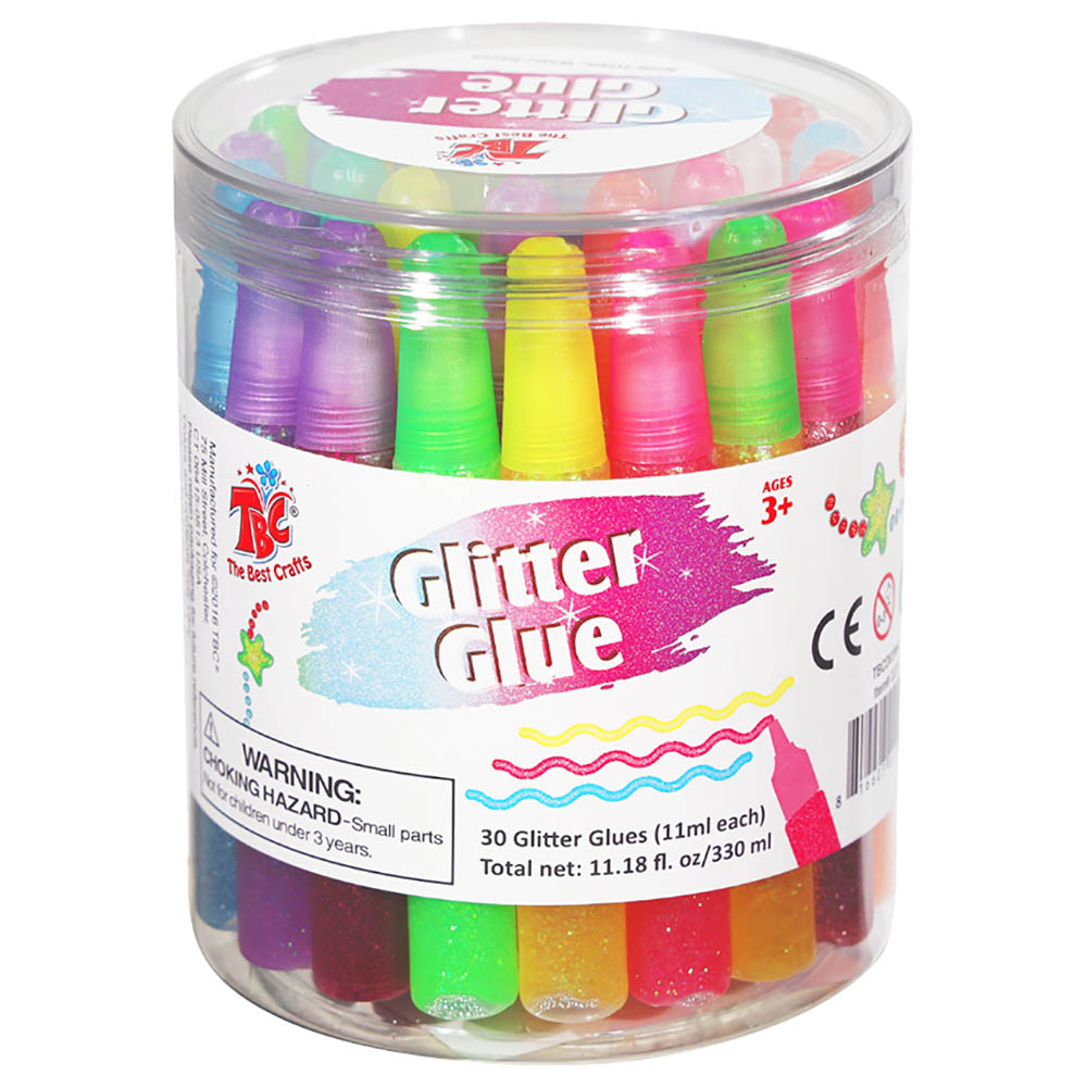 The Best Crafts - Washable Glitter Glue Pack - 330Ml - 30Pcs