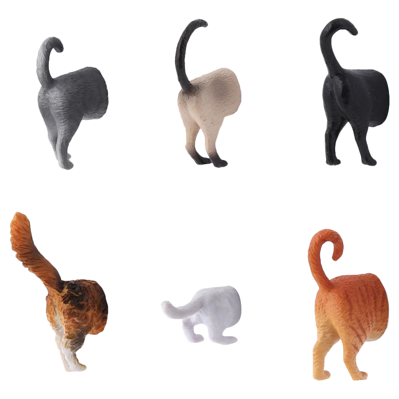 Animal Pet Lover Gift Cat Butt Magnets Funny Refrigerator Photo Magnets Set of 6 Home Office Desk Decor Organizers