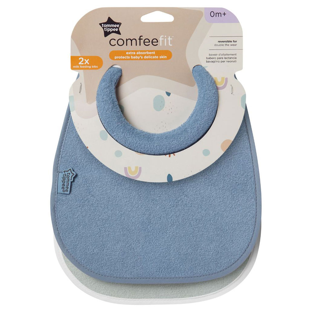 Tommee Tippee Closer To Nature 2 Milk Feeding Bibs Extra Absorbent Dribble Catch 