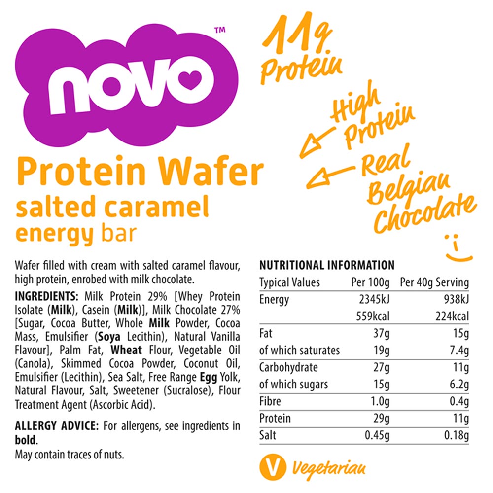 Novo - High Protein Wafer Salted Caramel Energy Bar 40g